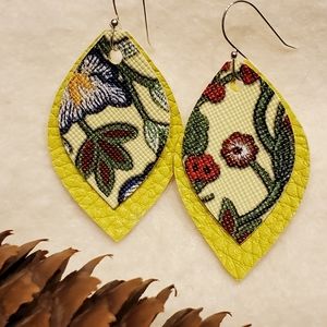 HANDMADE Awesome double layer faux leather earrings!!